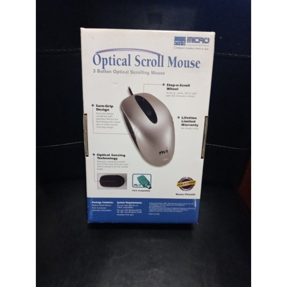 Micro Innovations 3 Button Optical Scroll Mouse Model PD435P PS/2 Compatible NEW - Picture 11 of 13